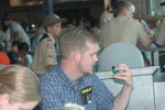 Dave examines toy plane from the Air and Space McDonald's