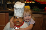 We had dinner at the Wegman's store after our Air and Space Museum tour. Molly hugs the 'chef' statue that is near the pasta bar.