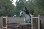 Sarah and Grady approaching the jump. See how Grady's ears are alert and forward?