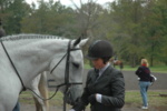 Sarah takes a moment after the jumping round to thank Grady.